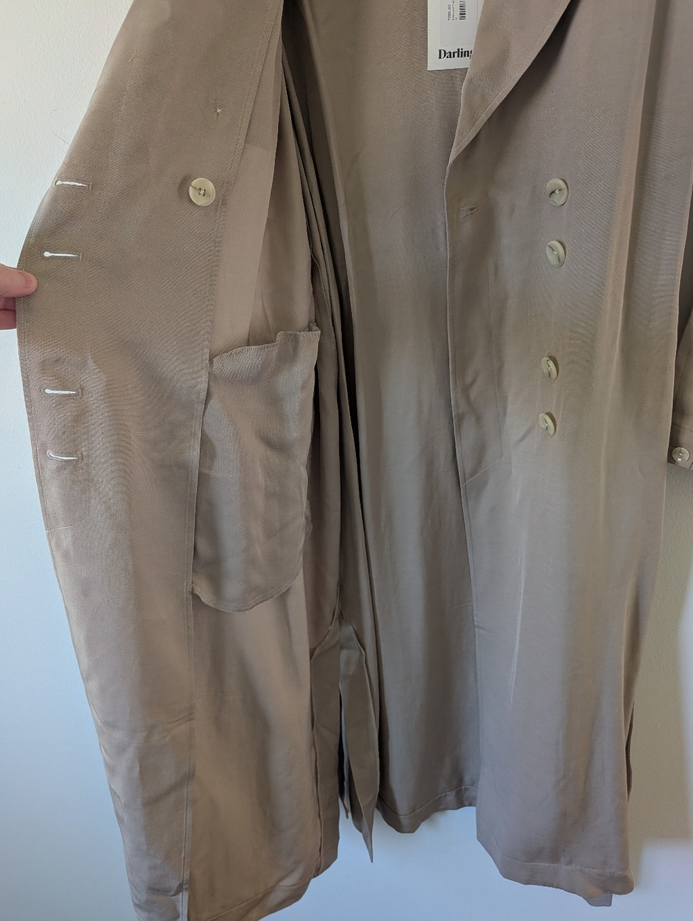 NWT! Darling Overcast Lightweight Belted Trench Coat In Tan M - Picture 11 of 12